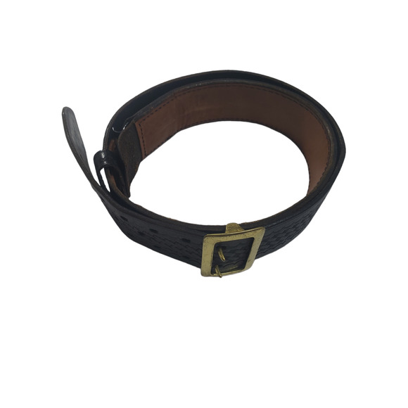 Safariland Mens Leather Weave Lined Police Duty Belt Brown Work MDL 88 Utility - Picture 1 of 7